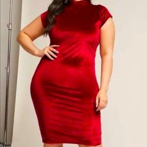 Unique Vintage Red Velvet Bodycon Dress